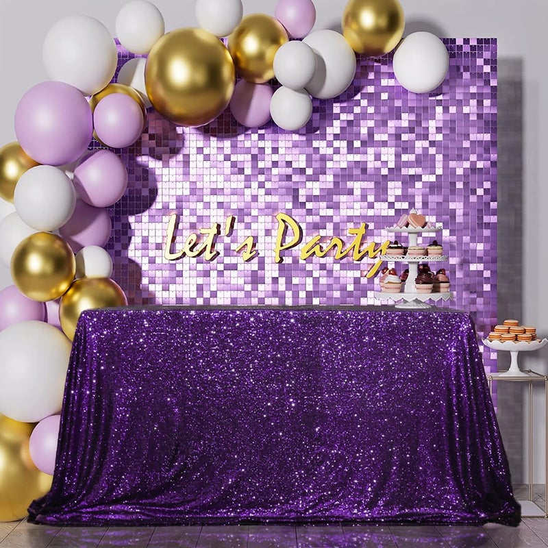 SquarePie Sequin Tablecloth 50 x 72 Inch Purple Sparkly Table Cloth for Wedding Halloween Party - Image 5